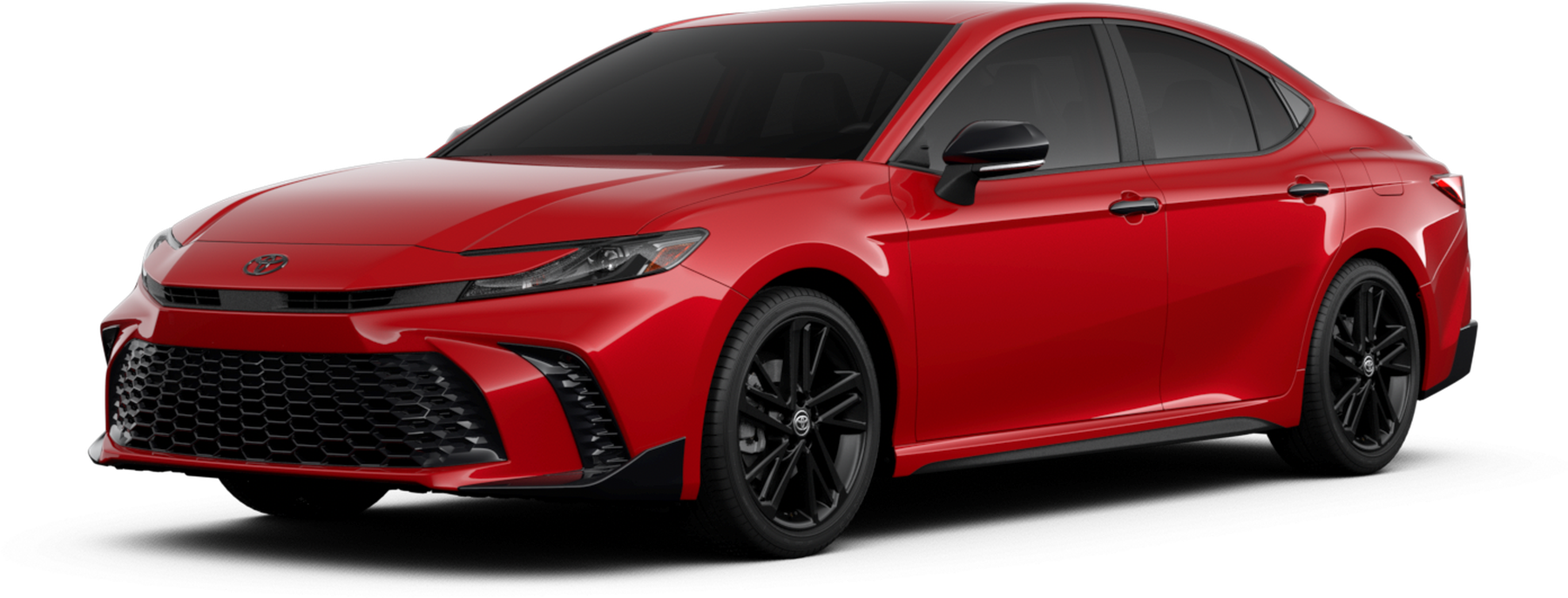 A clean red Toyota Camry, three-quarter front view
